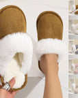 Winter Warm Plush Slippers Home Indoor Non-slip Bedroom Floor Soft Fuzzy Slipper For Couple Fashion Solid House Shoes - Snooze Soles