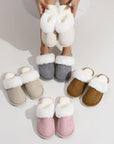 Winter Warm Plush Slippers Home Indoor Non-slip Bedroom Floor Soft Fuzzy Slipper For Couple Fashion Solid House Shoes - Snooze Soles